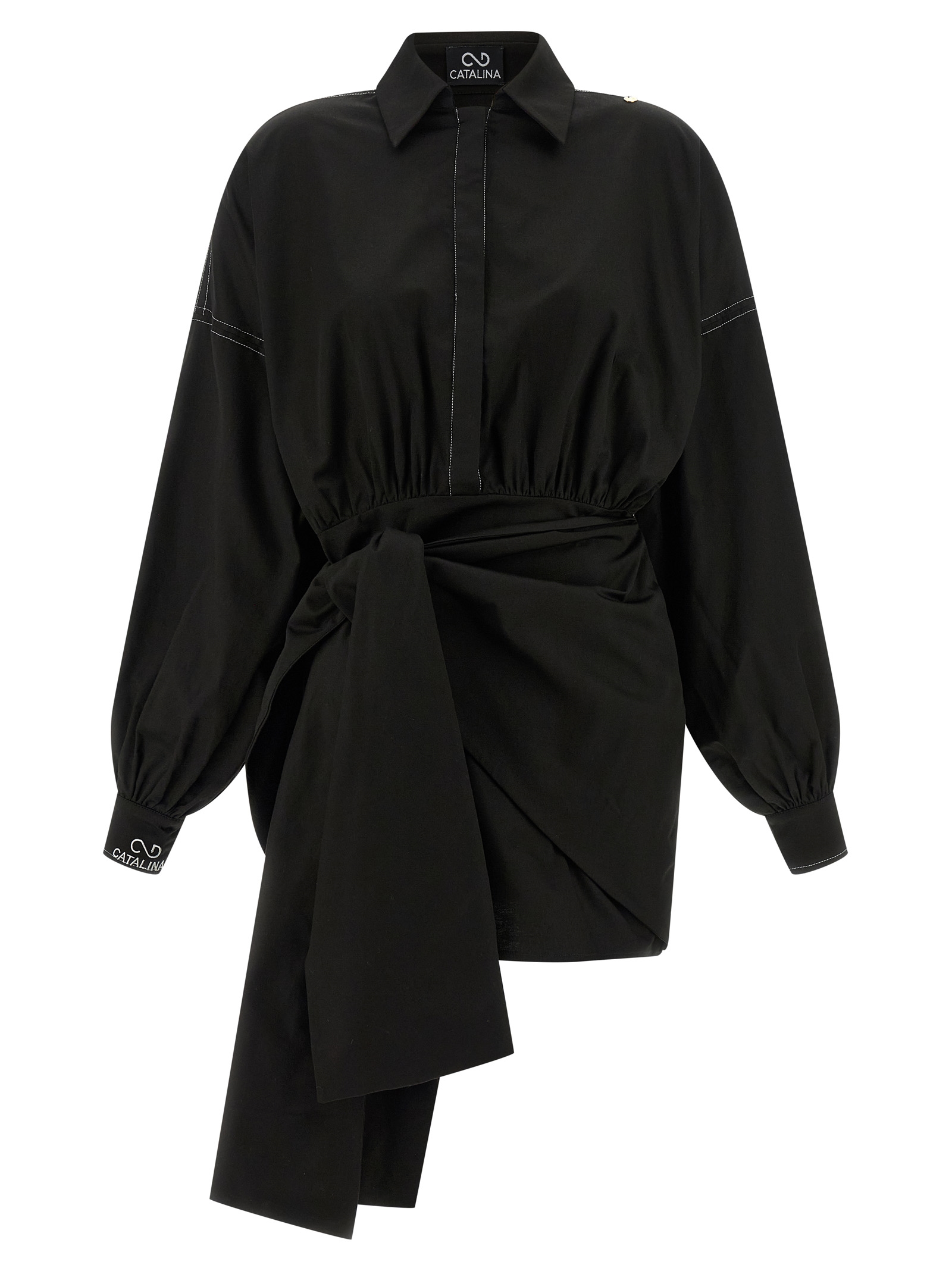 CATALINA - Black Polyester Short Dress