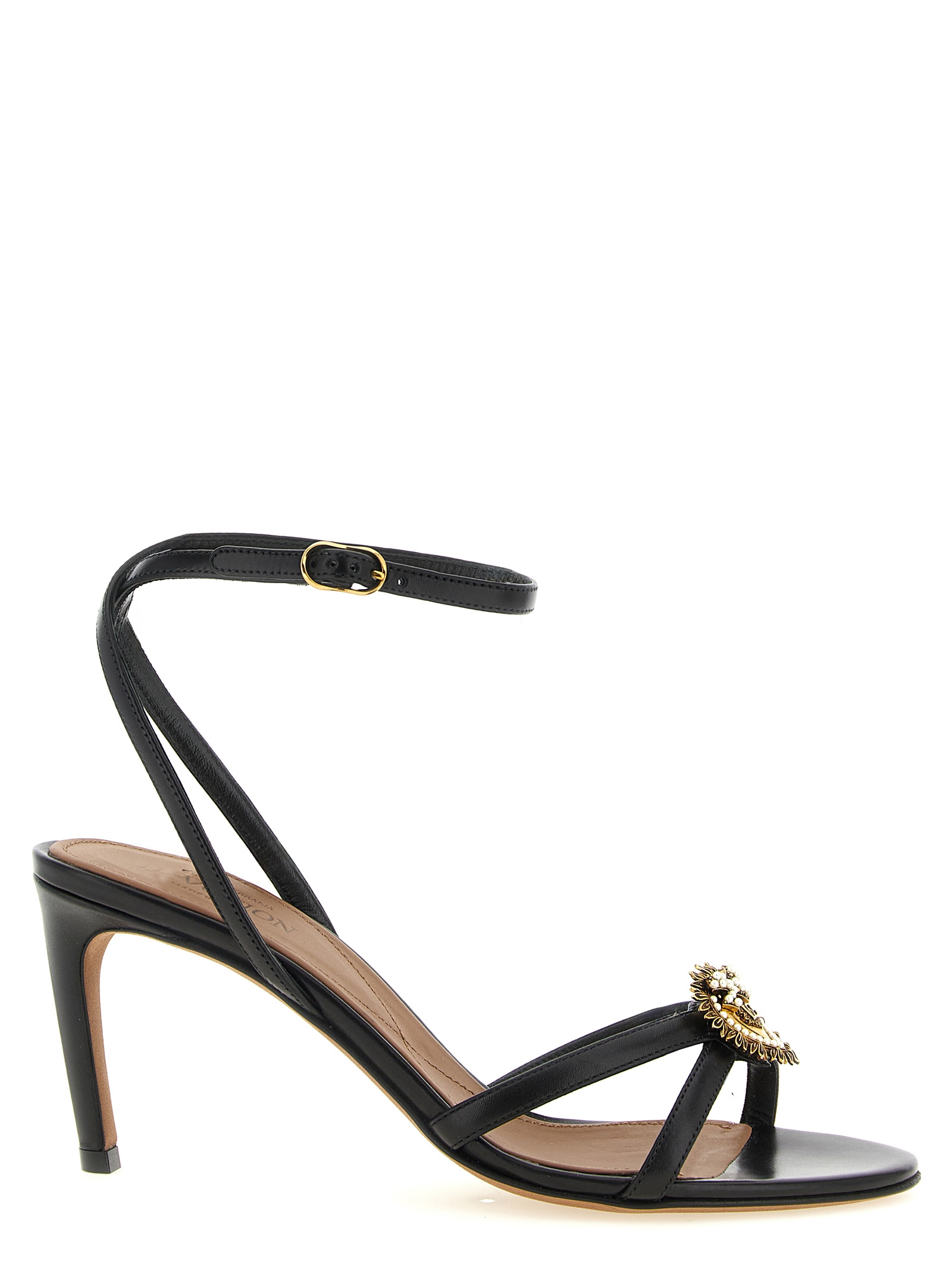 Dolce & Gabbana - Black Calfskin Stiletto Heel Sandals