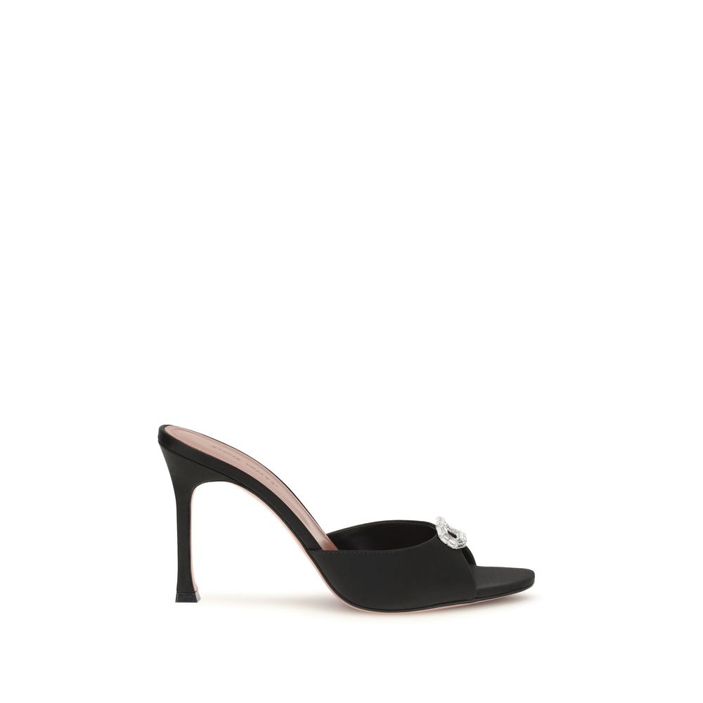 Amina Muaddi - Black Silk Stiletto Heel Sandals