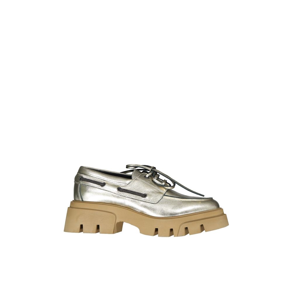 Brunello Cucinelli - Gold Leather Platform Loafers