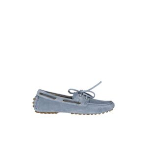 Blue Leather Slip-On Loafers