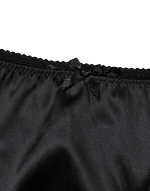 Black Silk Stretch Mid Waist Brief Panty Underwear