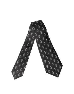 Dark Gray Patterned Silk Adjustable Women Tied Necktie Tie