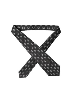Dark Gray Patterned Silk Adjustable Women Tied Necktie Tie