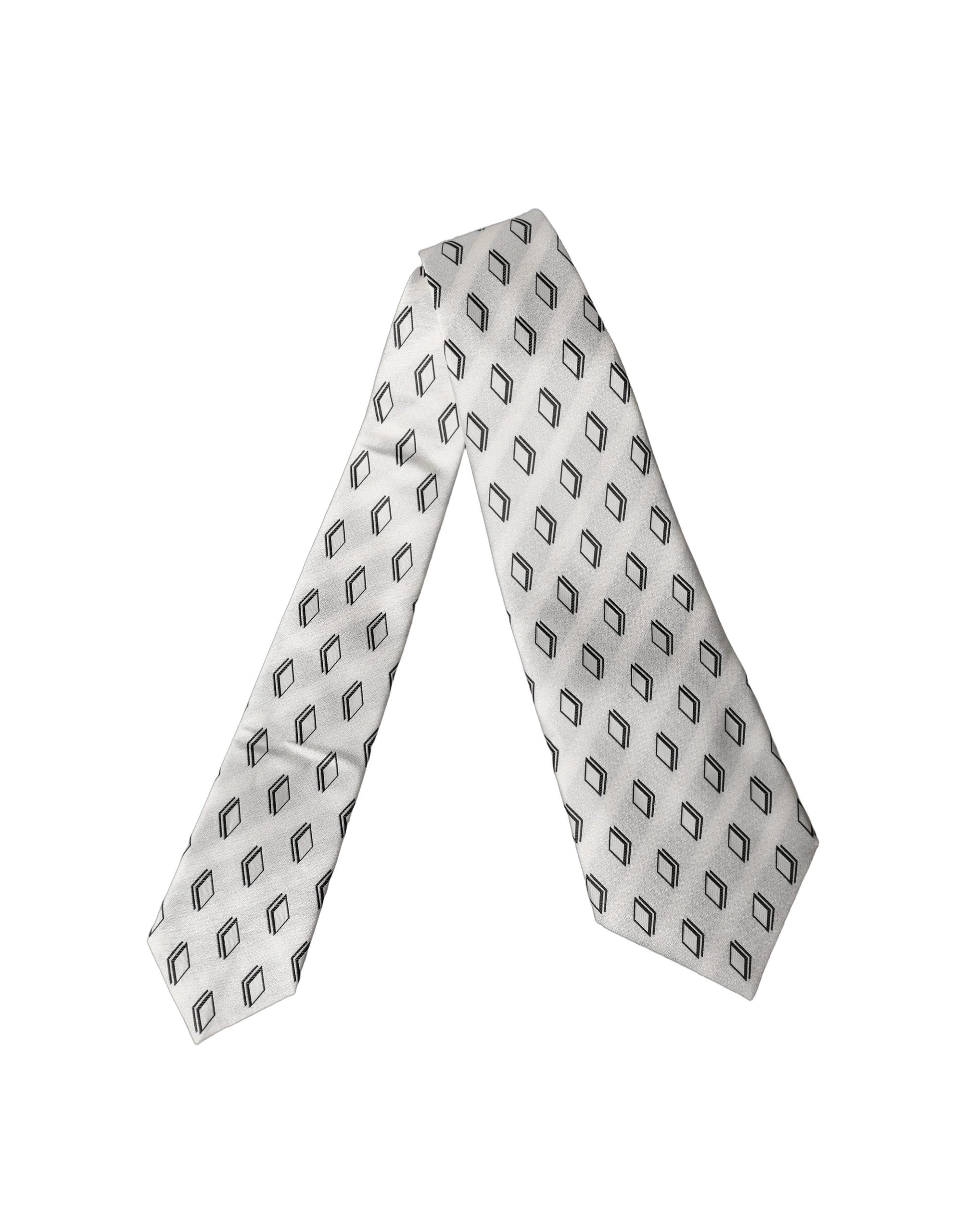 Dolce & Gabbana - White Patterned Silk Adjustable Women Tied Necktie Tie
