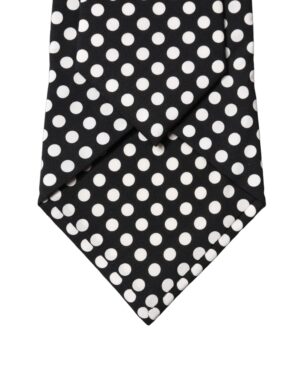 Dark Gray White Polka Dot Silk Adjustable Women Necktie Tie