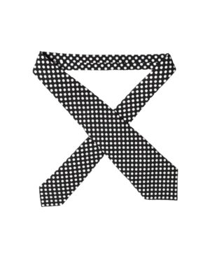 Dark Gray White Polka Dot Silk Adjustable Women Necktie Tie
