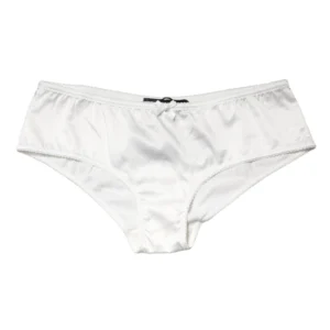 White Silk Stretch Mid Waist Brief Panty Underwear