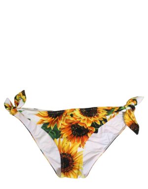 Yellow Nylon Sunflower Bikini Bottom Swimwear