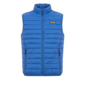 Blue Polyester Men Sleeveless Jacket