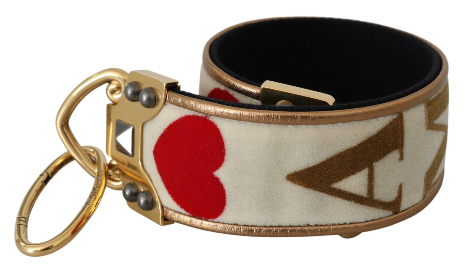 Dolce & Gabbana - Gold White Textile Leather AMORE Shoulder Strap