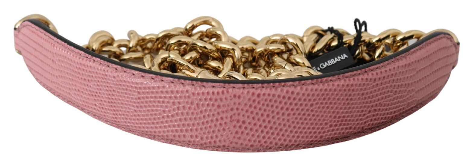 Dolce & Gabbana - Pink Leather Gold Chain Accessory Shoulder Strap
