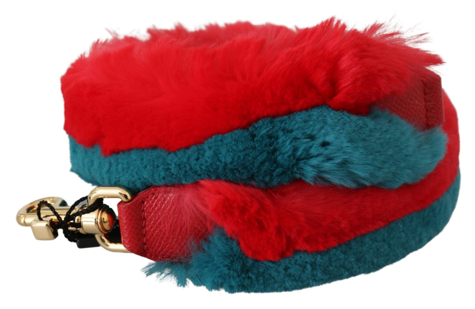Dolce & Gabbana - Red Blue Rabbit Fur Leather Shoulder Strap