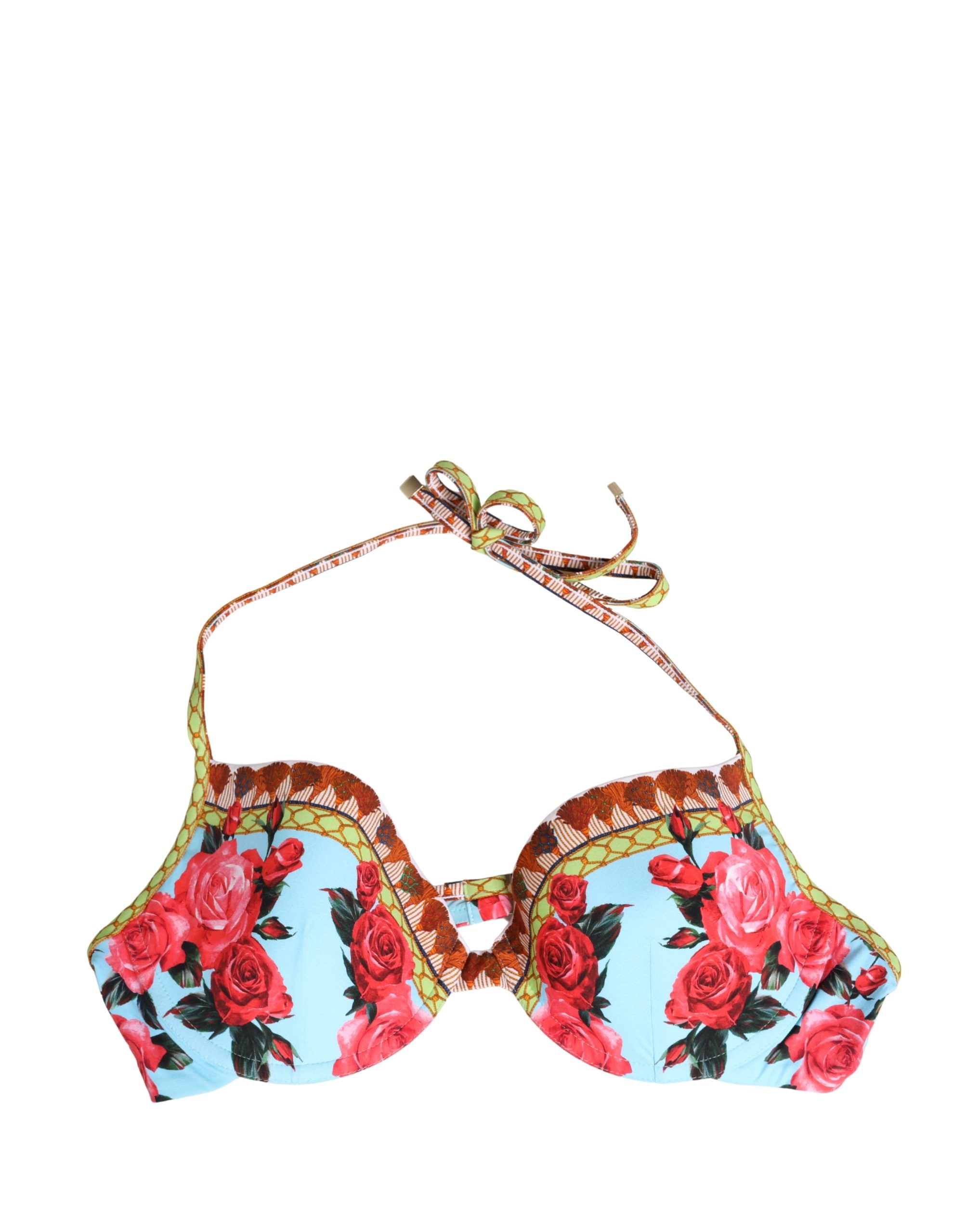 Dolce & Gabbana - Multicolor Floral Print Halter Bikini Top Swimwear