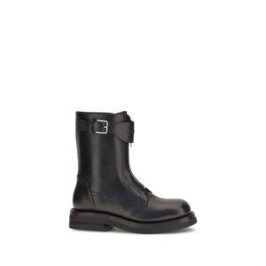 Black Calf Leather Bos Taurus Lace-Up Boots