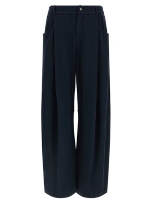 Blue Cotton Casual Pants