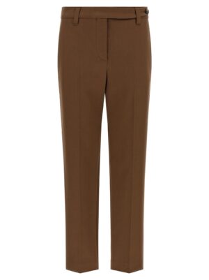 Brown Cotton Cropped Pants