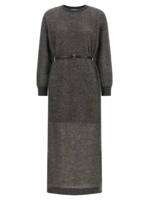 Gray Wool Midi Dress