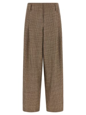 Brown Virgin Wool Flared Pants