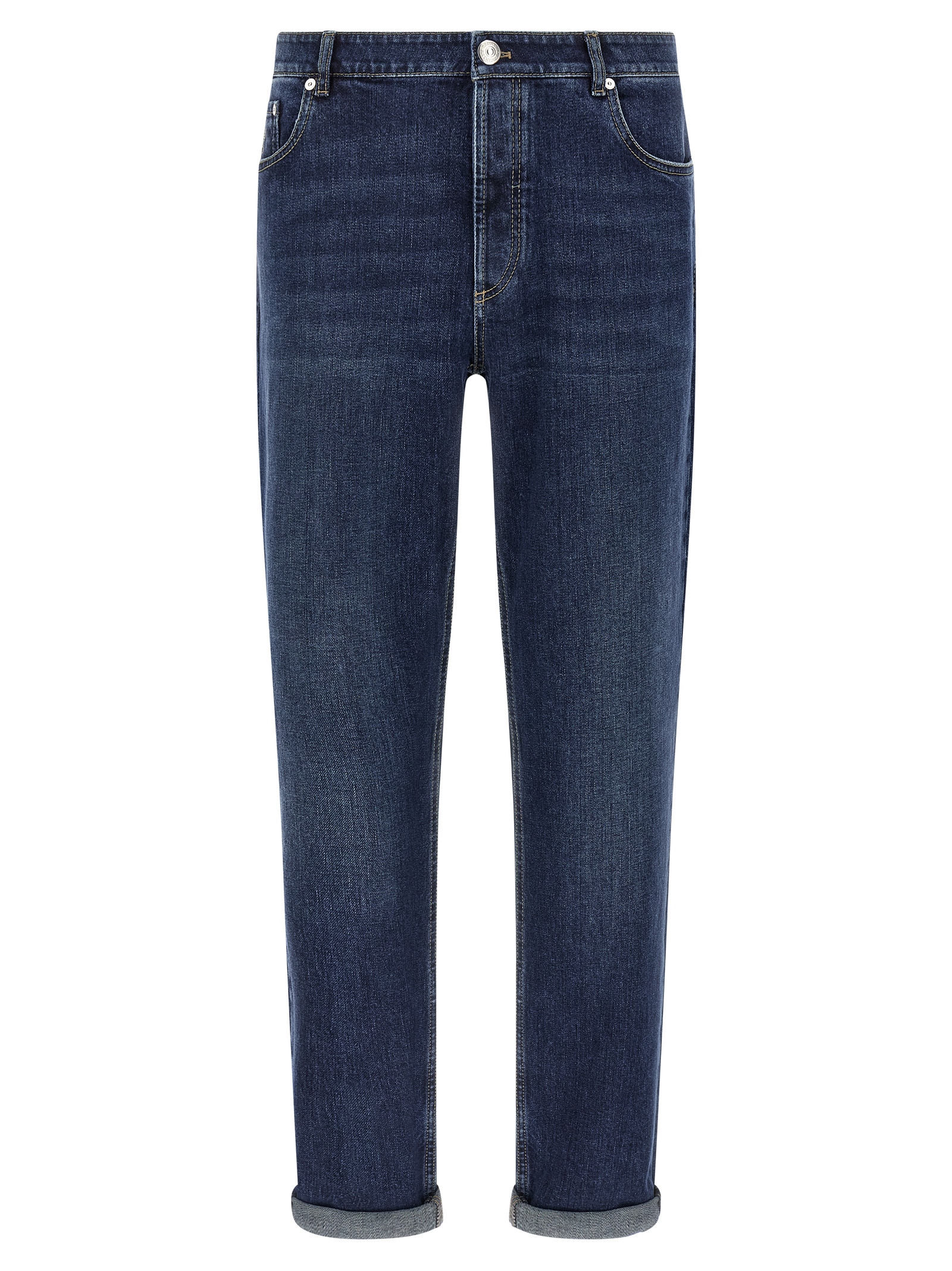 Brunello Cucinelli - Blue Cotton Straight-Leg Jeans