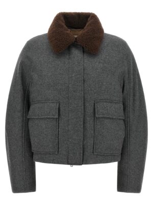 Gray Virgin Wool Full-Length Jacket