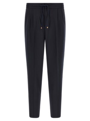 Blue Virgin Wool Casual Pants