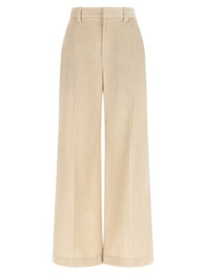 Beige Cotton Casual Pants
