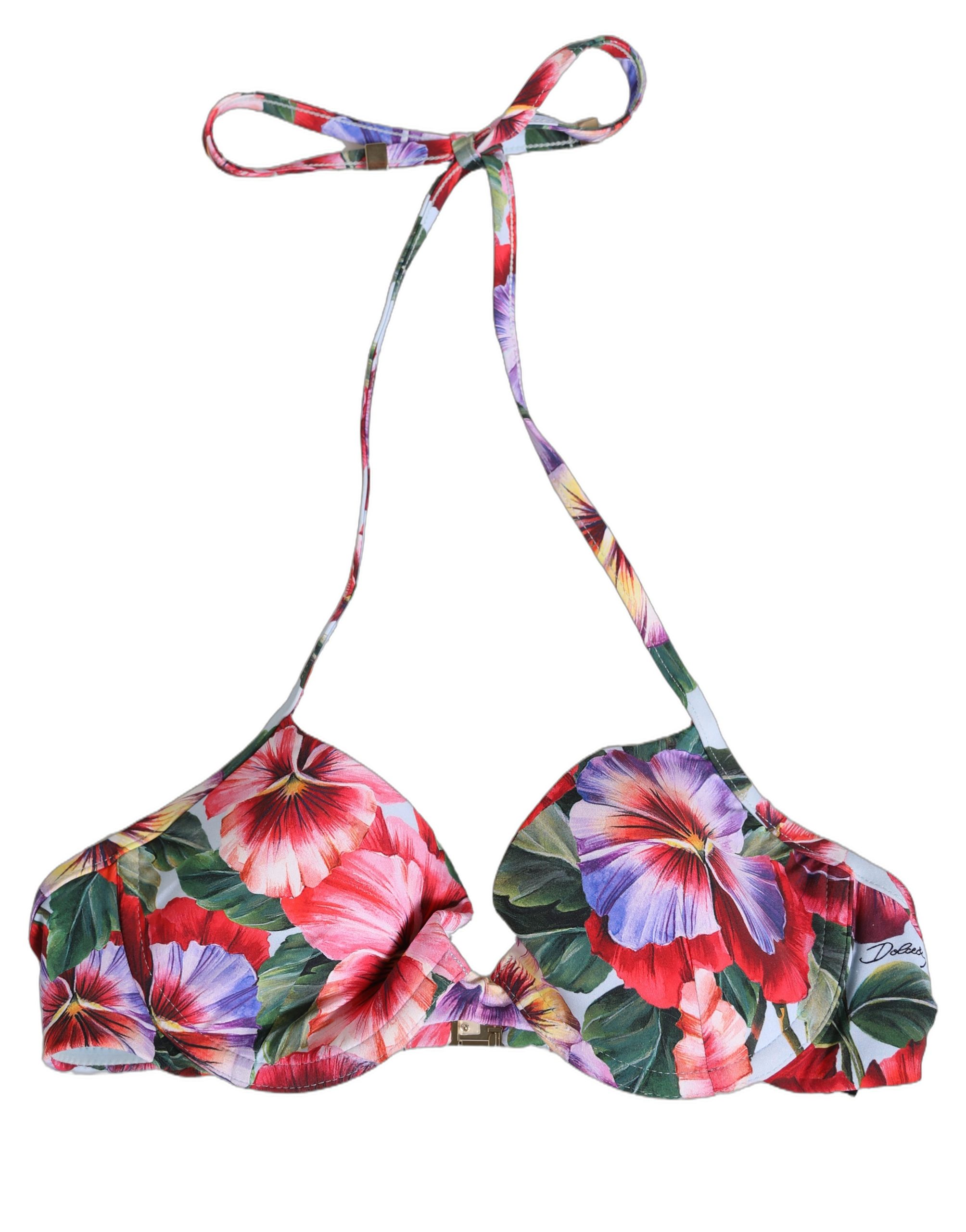 Dolce & Gabbana - Top Multicolor Floral Print Beachwear Bikini