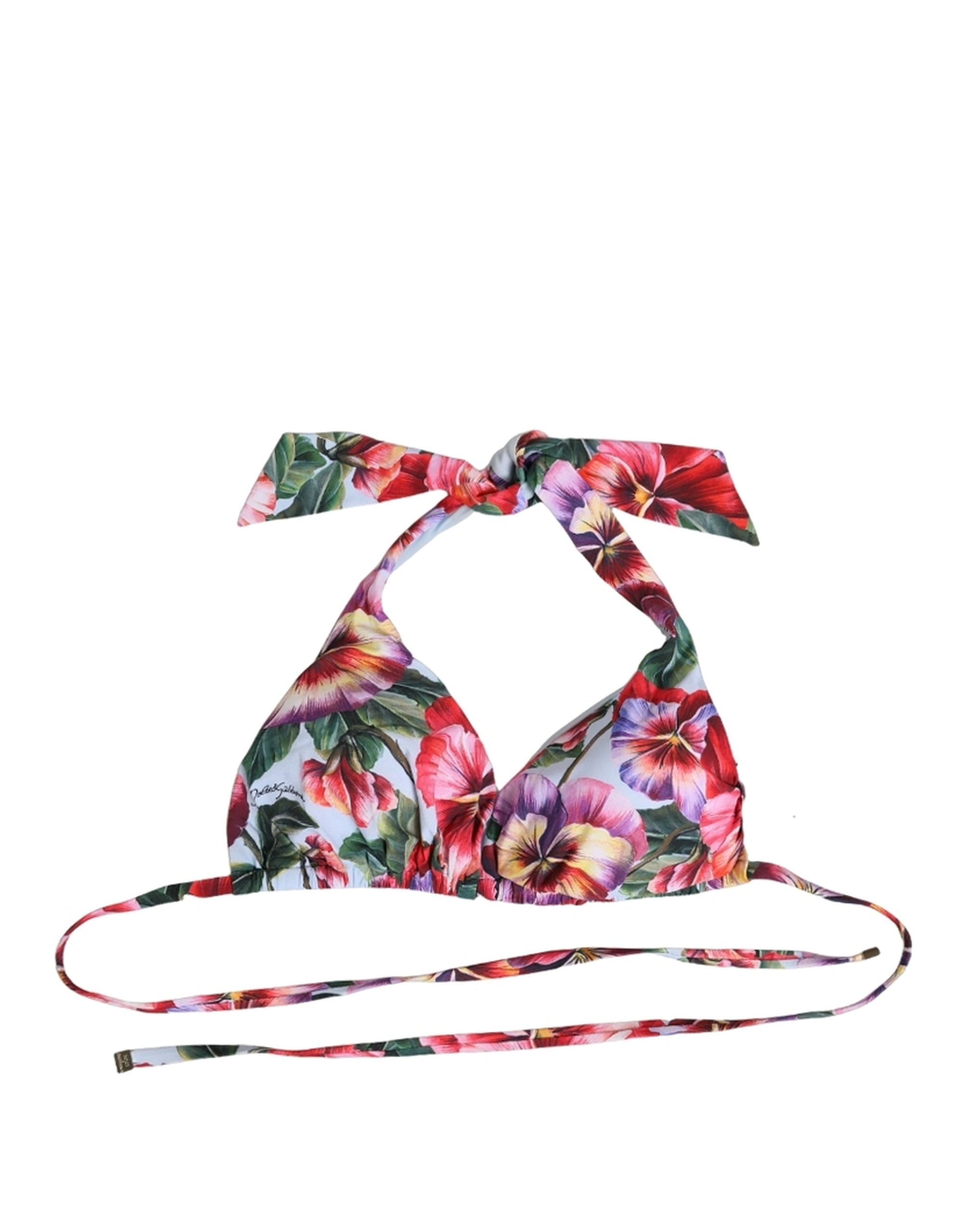 Dolce & Gabbana - Multicolor Floral Triangle Beachwear Bikini Top