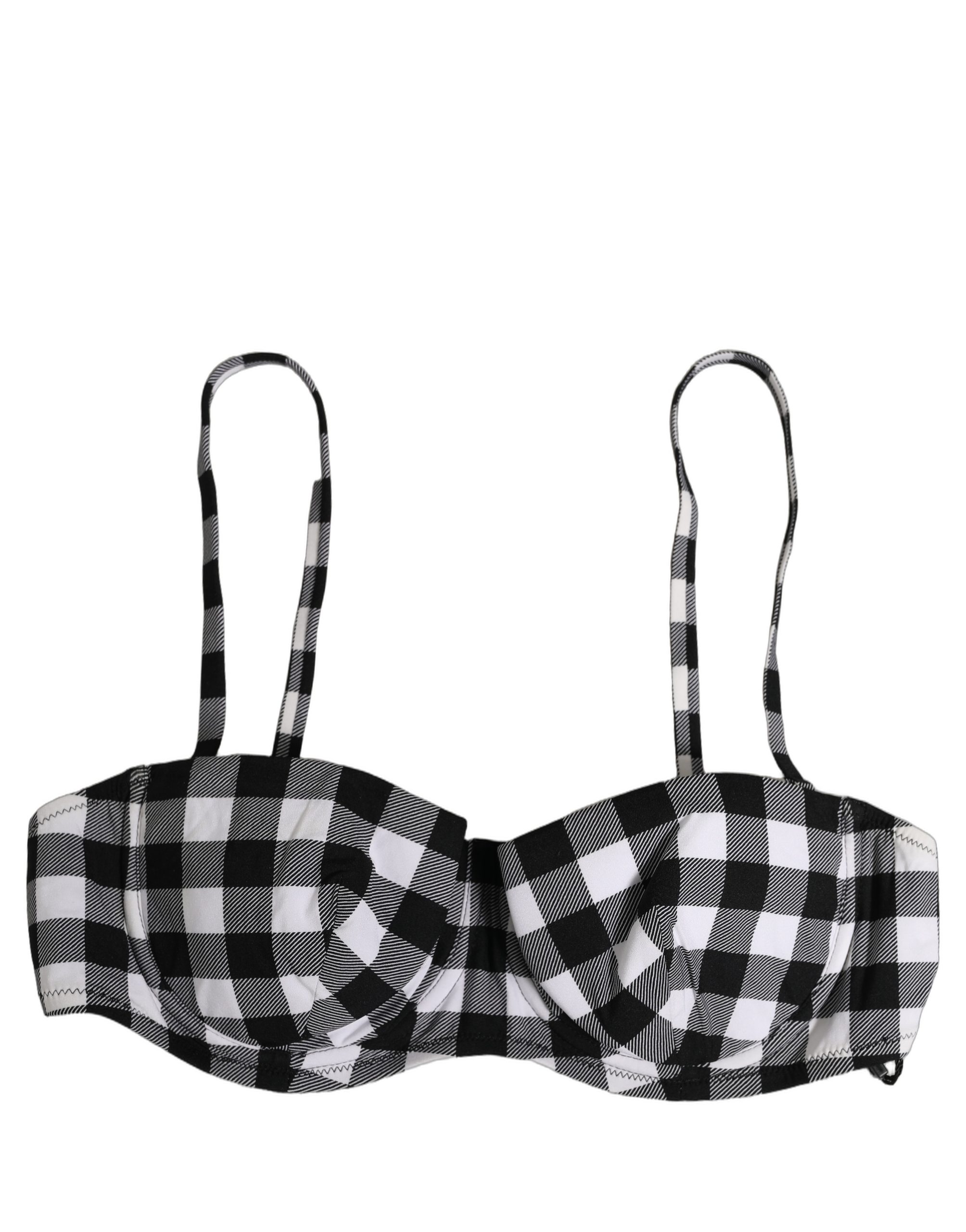 Dolce & Gabbana - Black White Gingham Check Beachwear Bikini Top