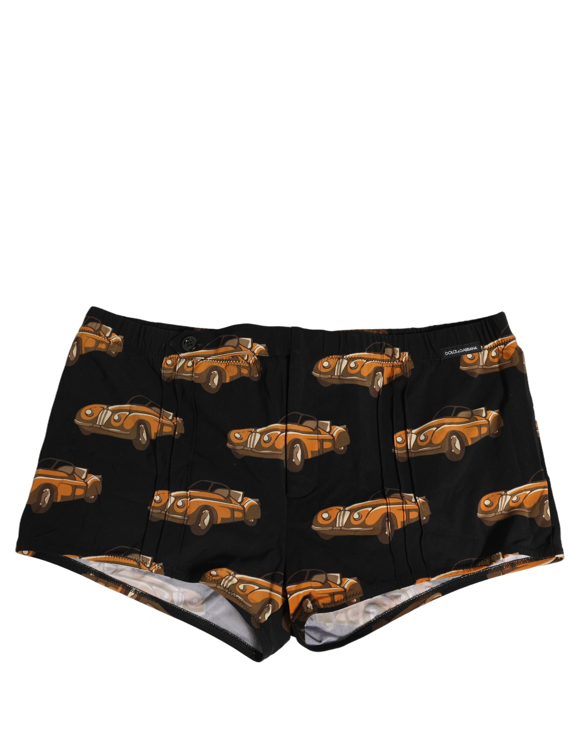 Dolce & Gabbana - Black Car Print Swim Trunk Beachwear Swimwear