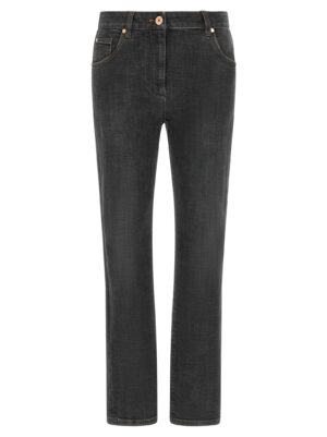 Gray Cotton Slim Fit Jeans
