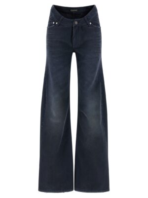 Blue Cotton Flared Jeans