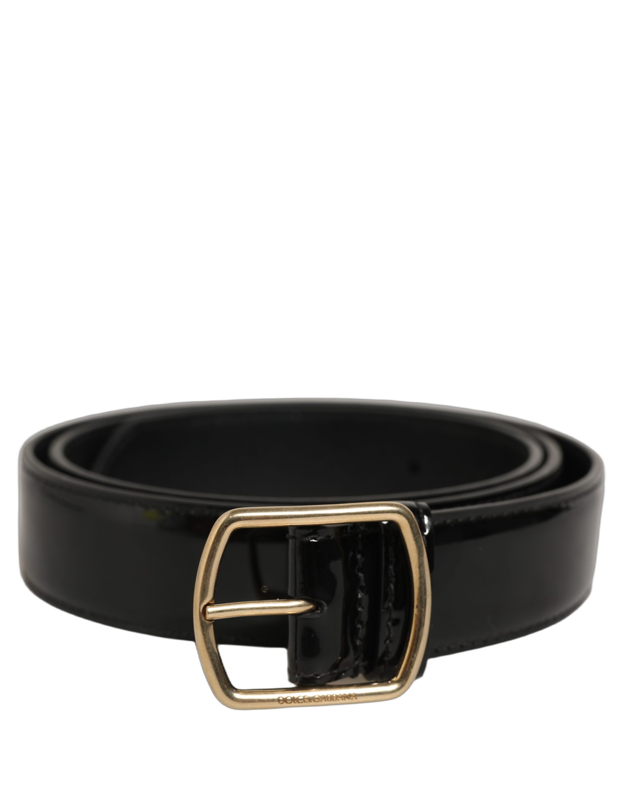 Dolce & Gabbana - Black Patent Leather Gold Metal Buckle Belt