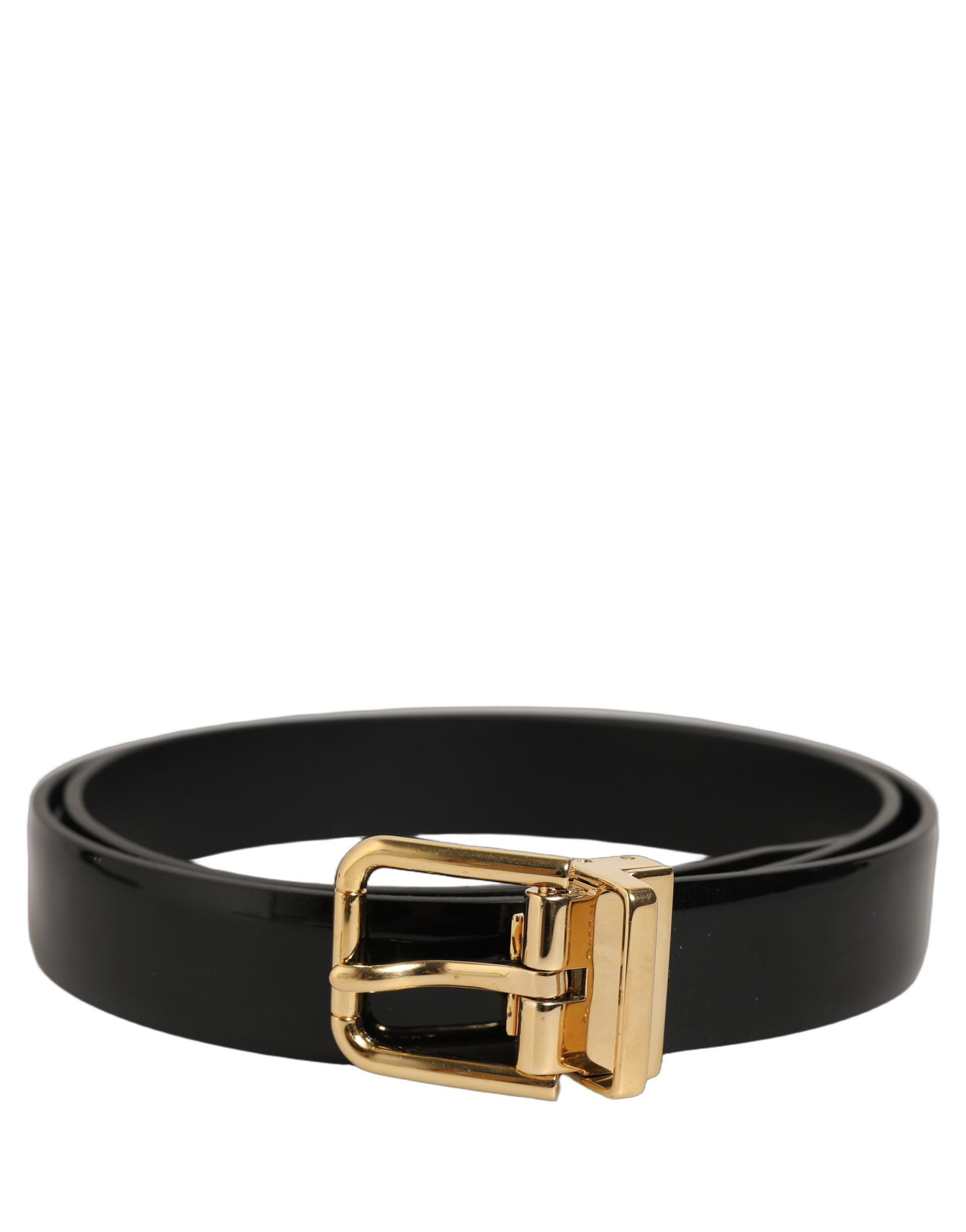 Dolce & Gabbana - Black Classic Leather Gold Tone Buckle Belt