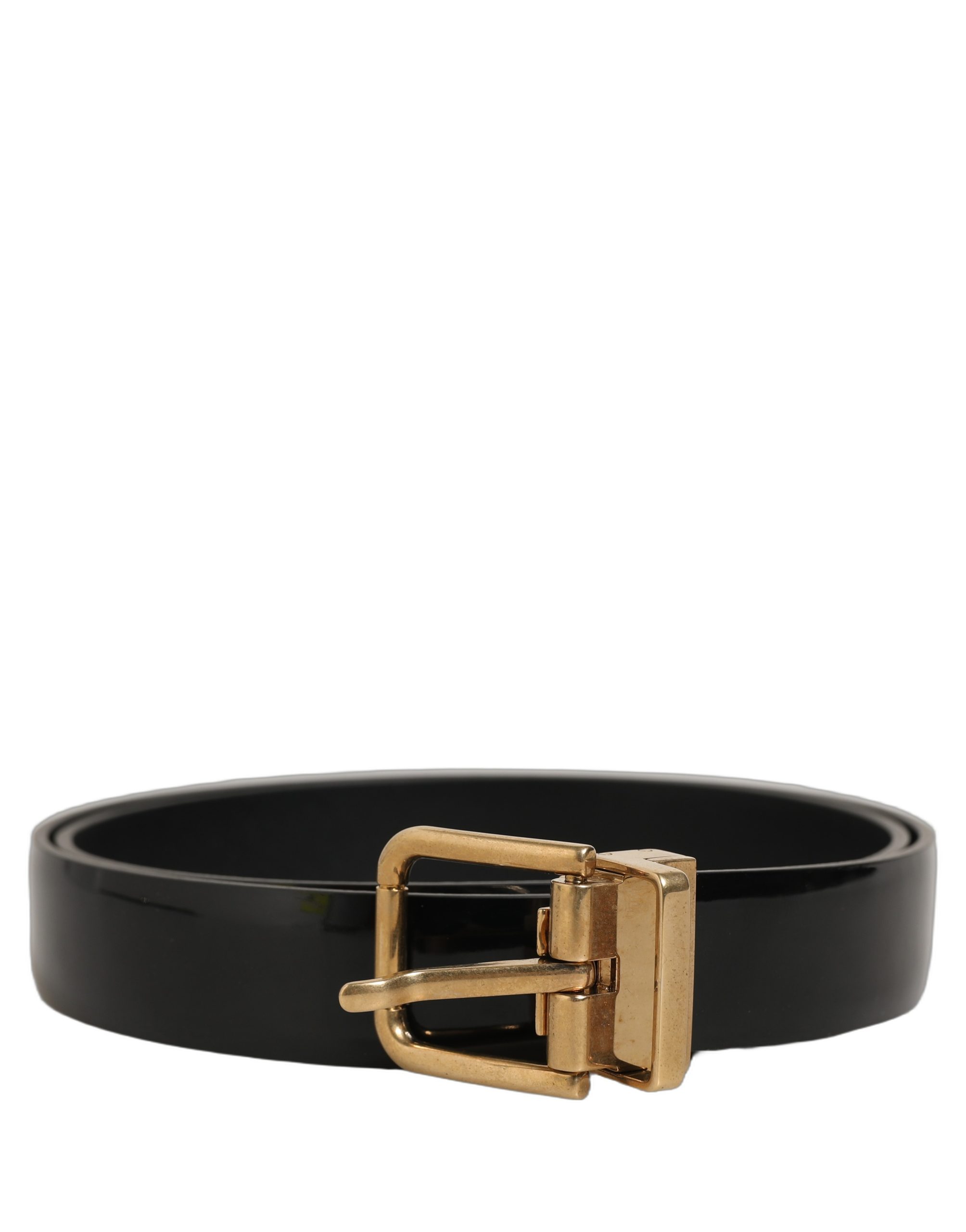 Dolce & Gabbana - Black Classic Leather Gold Tone Buckle Belt