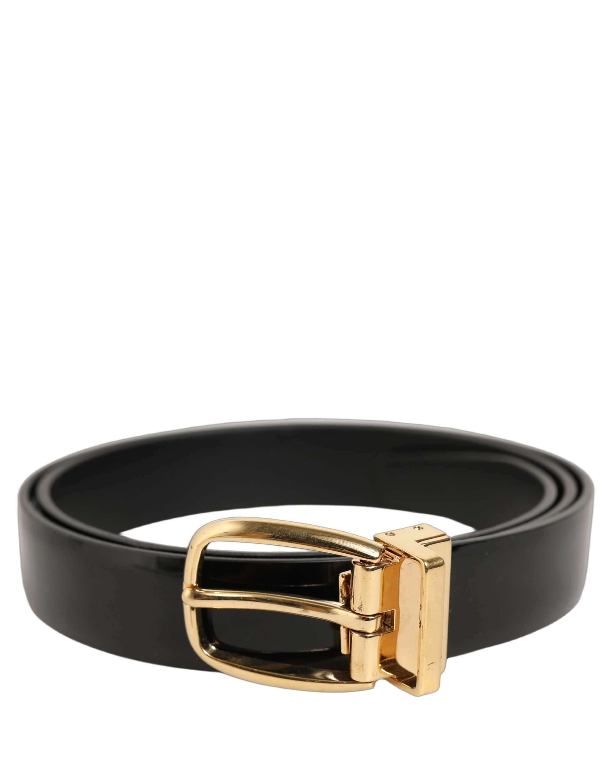 Dolce & Gabbana - Black Classic Leather Gold Tone Buckle Belt