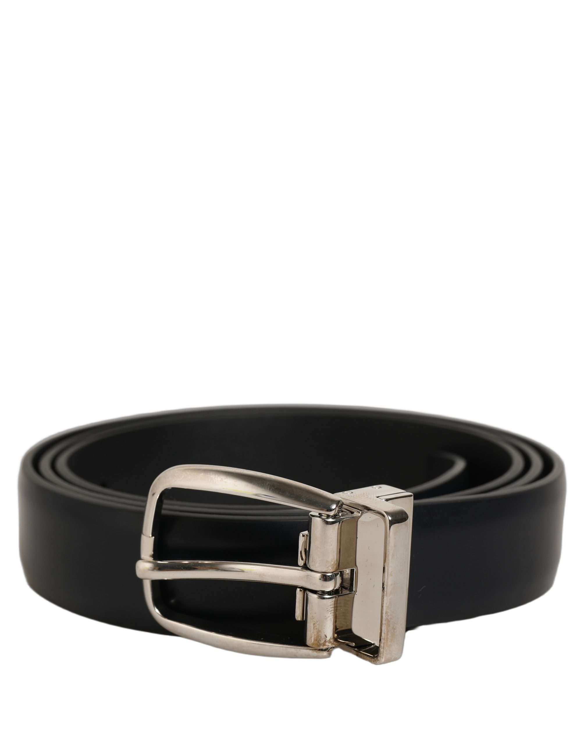 Dolce & Gabbana - Blue Calf Leather Silver Metal Buckle Belt
