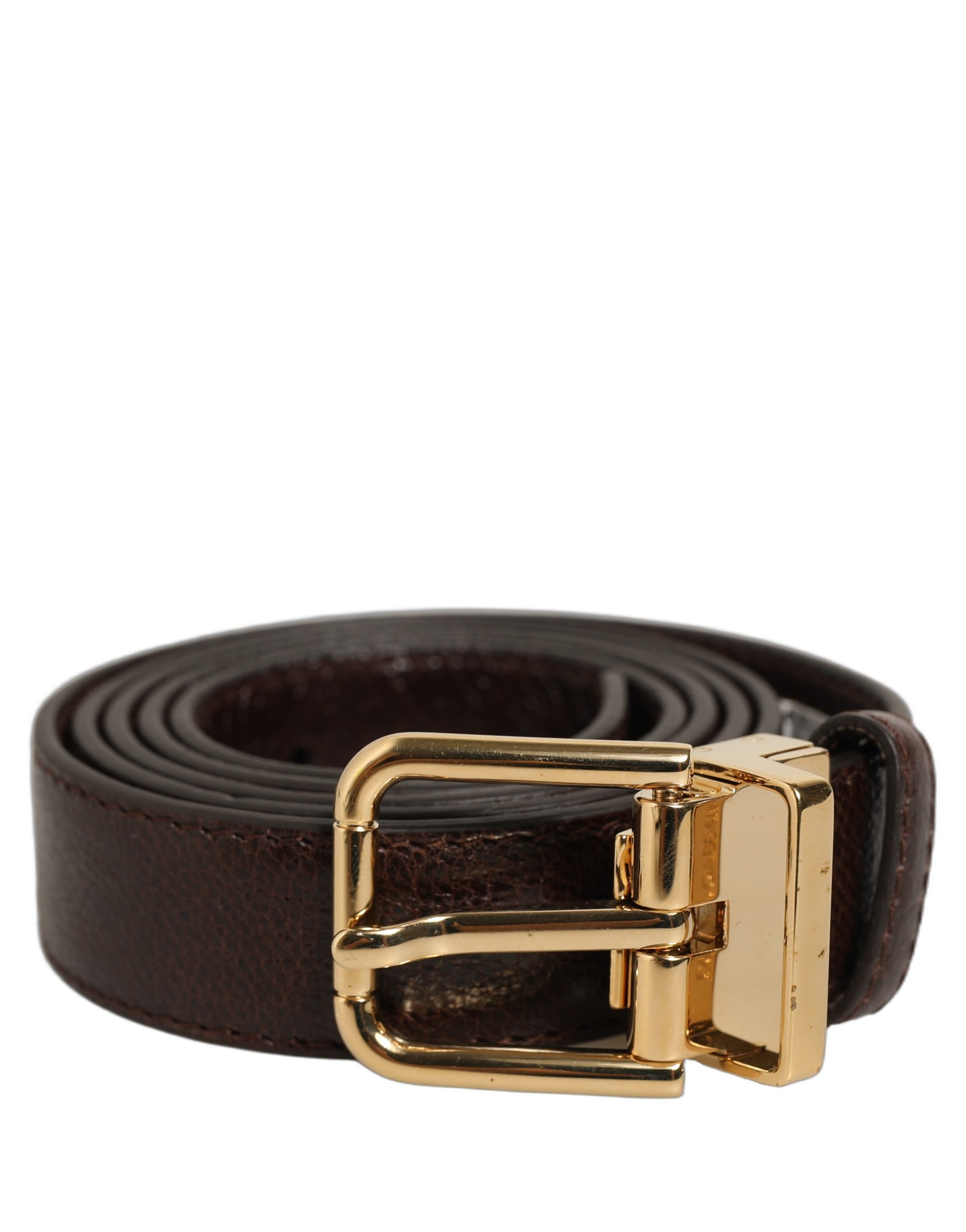 Dolce & Gabbana - Men Brown Leather Gold Tone Metal Buckle Belt