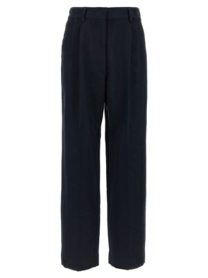 Blue Viscose Casual Pants