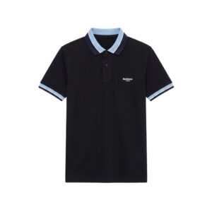 Blue Cotton Men Polo-Shirt