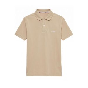 Beige Cotton Men Polo-Shirt