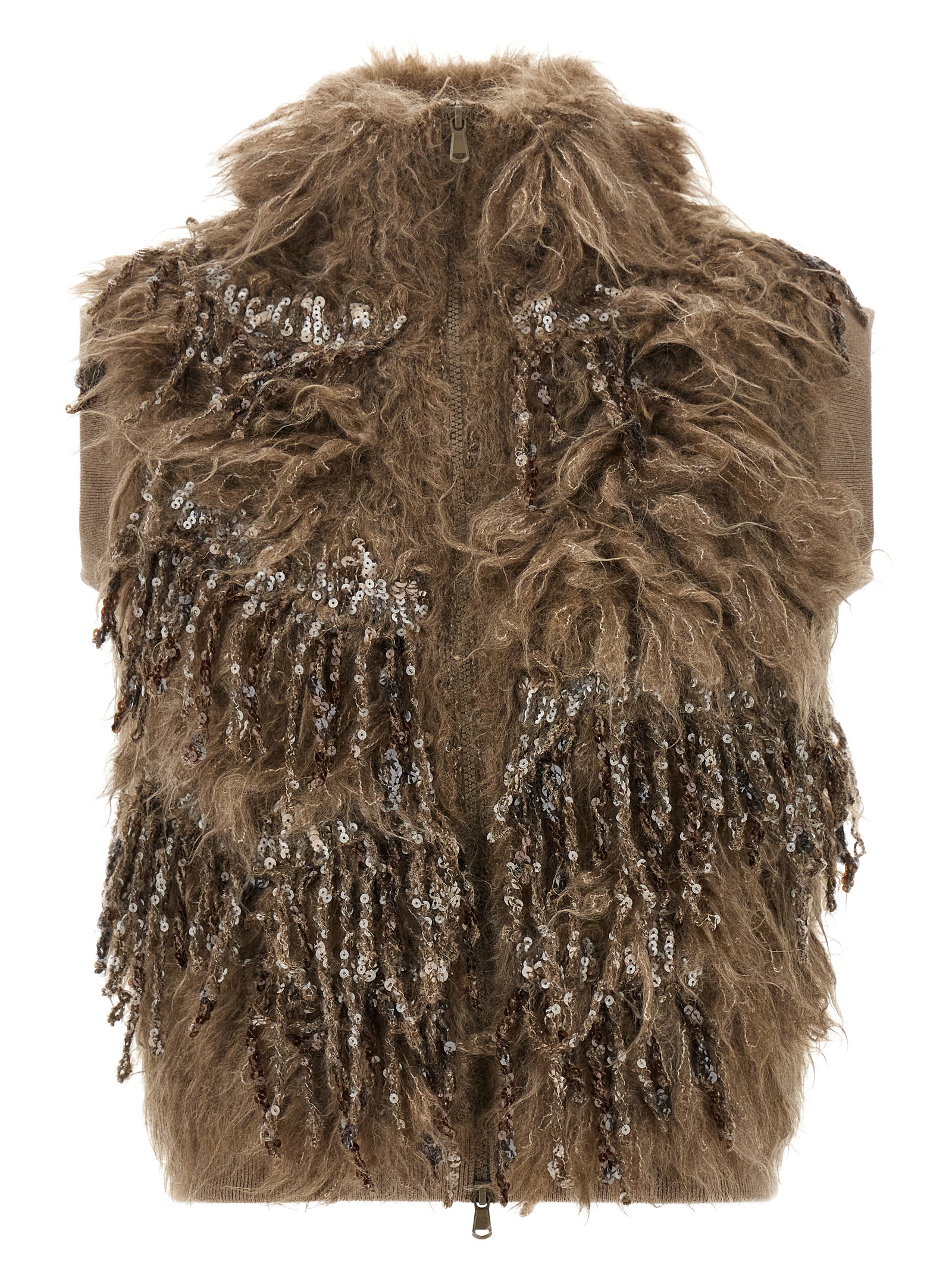Brunello Cucinelli - Brown Wool Sleeveless Jacket