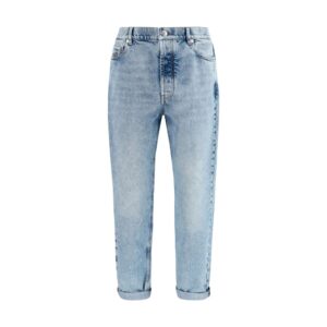 Blue Cotton Straight-Leg Jeans