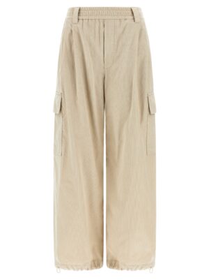 Beige Cotton Cargo Pants