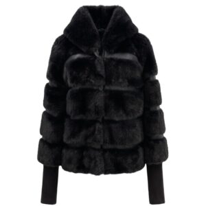 Black Polyester Women Jacket