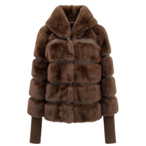 Brown Polyester Women Jacket